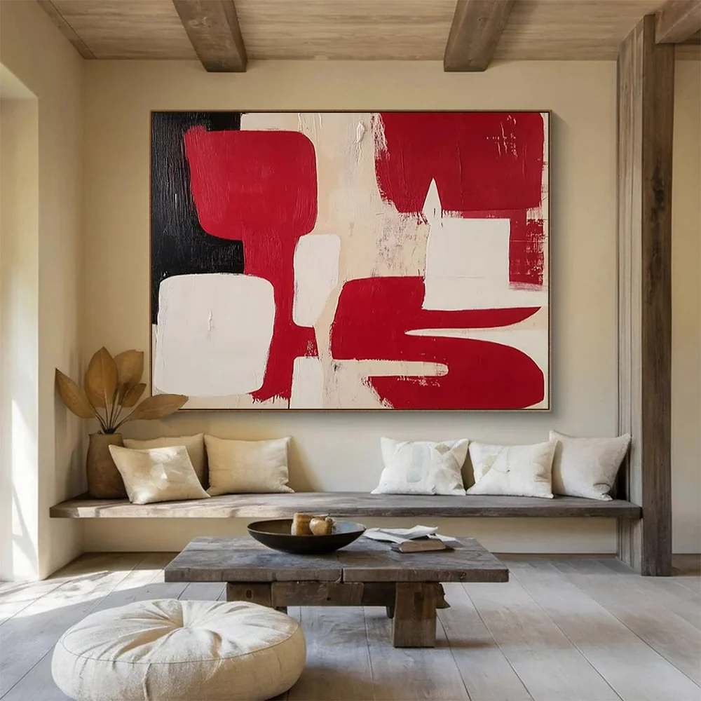 White Hand-painted Room Bold Abstract Canvas Artwork 6PDDH